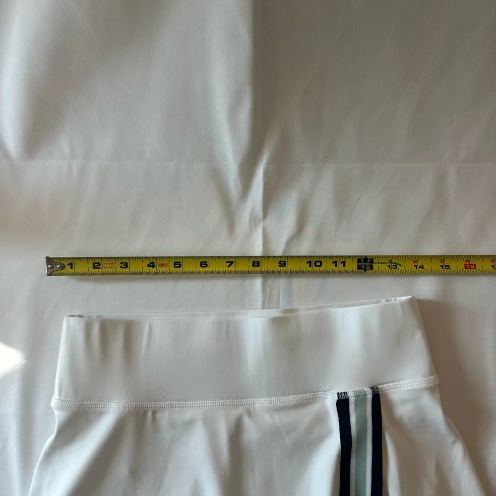 Lou & Grey White Athletic Skort with Navy and Green Stripe
